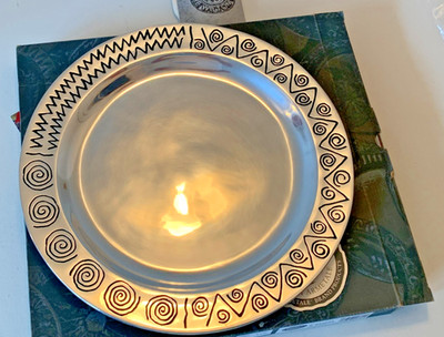 Wilton Armetale Reggae Large Round Metal Serving Platter In Box - Never Used