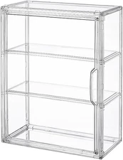 3 Tiers Clear Display Case for Figures, Acrylic Storage Organizers Box with Magn