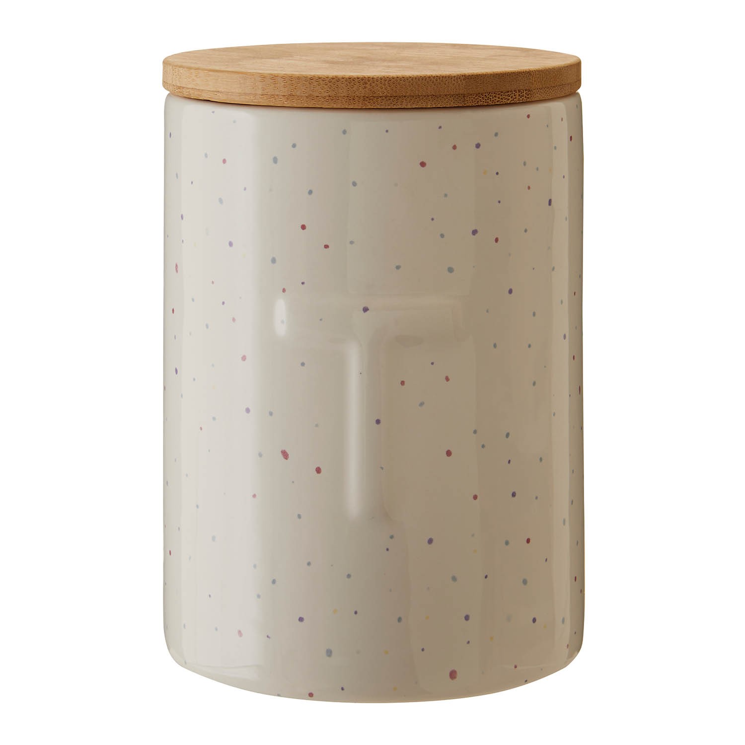 Fenwick 780ml Dolomite Tea Canister Jar Container with Wooden Lid Speckle Design