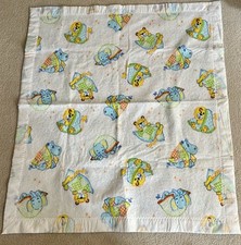 Vintage Animal Nursery Crib Baby Blanket Ruffle Satin Trim Square 34.5L x 39.5W