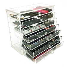 NEW DELUXE MAKEUP ORGANIZER-CAITLYN ACRYLIC 7 TIER DRAWER COSMETIC DISPLAY CASE