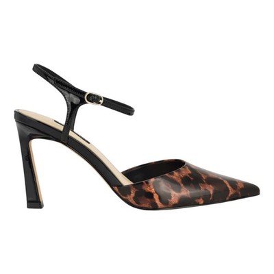 Nine West Women's Dres Ankle Strap Stiletto Heel Pumps Black Leopard Size 9