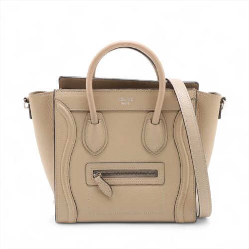 Celine Luggage Nano shopper Leather 2 Way Handbag Beige