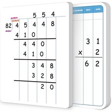 24 Pack Dry Erase Long Division Whiteboard for Kids Teaching Multiplication D...