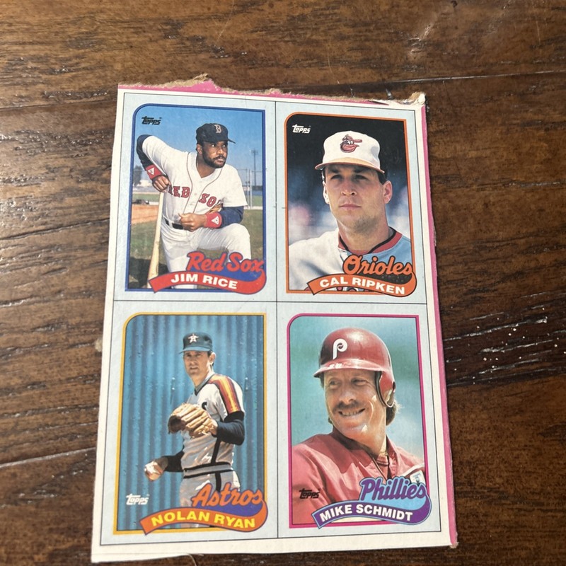 1989 Topps Baseball Box Bottom Uncut  LOT With Ryan Ripken Rice Schmidt+ Others.