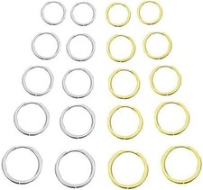 10Pairs Titanium Earrings Stainless Steel Hoop Earrings Set, 8mm to 16mm Small H