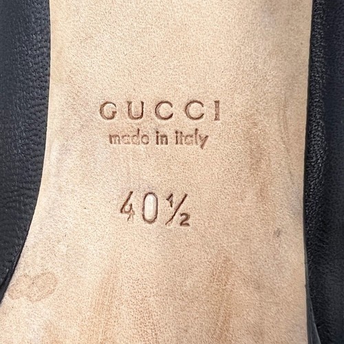 Gucci New Hollywood Black Leather Horsebit Peep Toe Pumps 40.5 - Picture 8 of 11