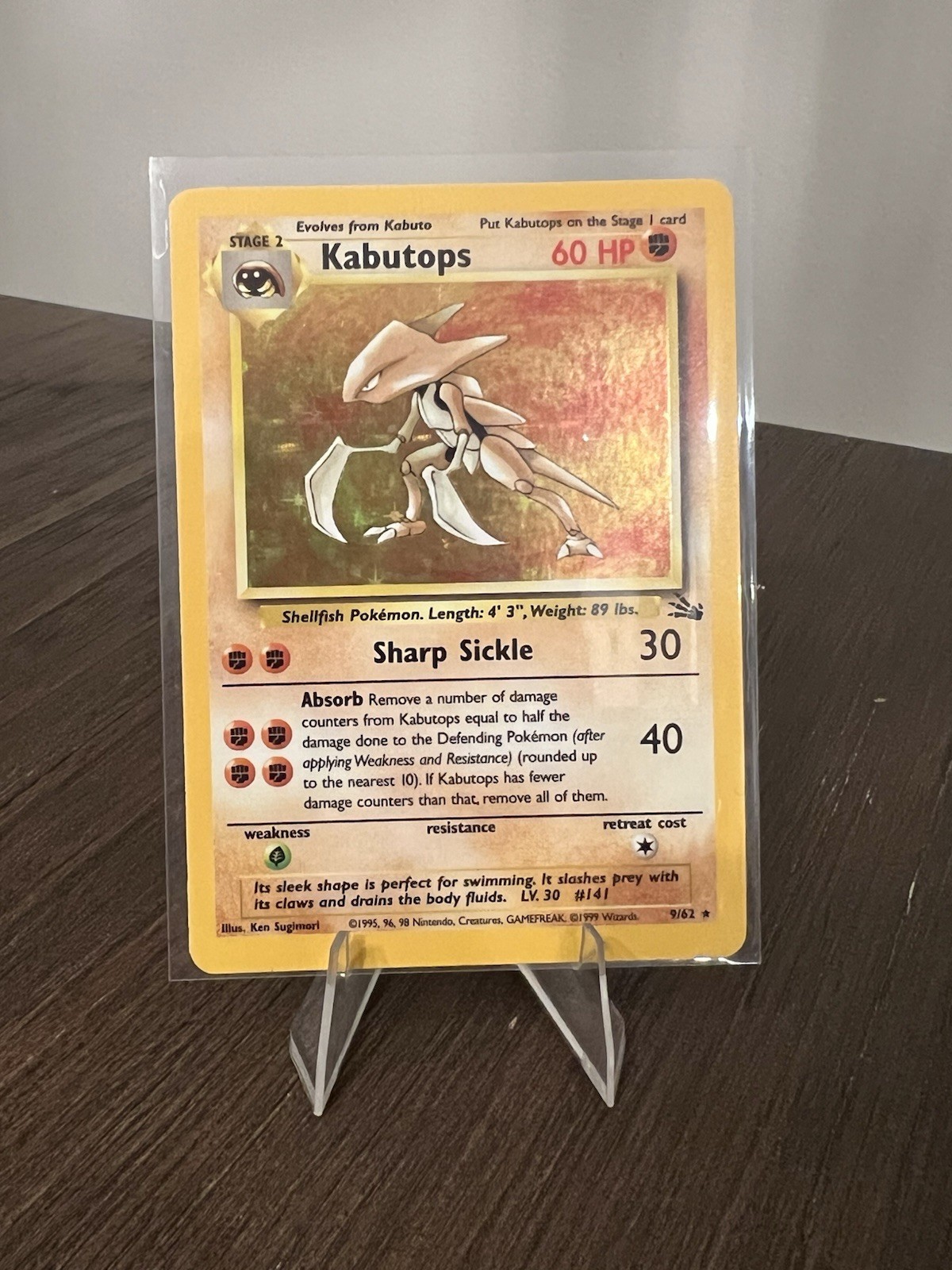 Pokemon TCG Kabutops 9/62 Fossil Holo Card 1999 WOTC Unlimited LP