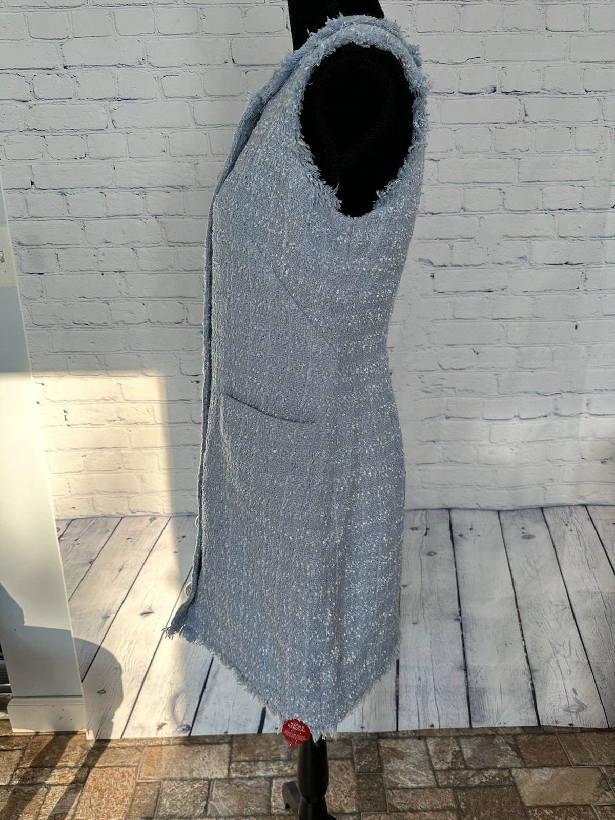 Abito a tubino Kate Spade in tweed nuovo con etichette ortensia pallida taglia 4 bottoni finta perla