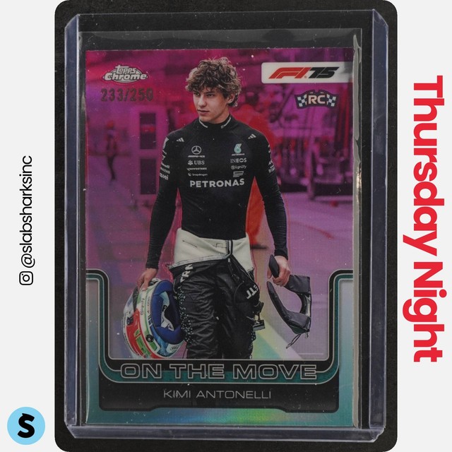 2025 Topps Chrome Formula 1 Kimi Antonelli Pink Refractor RC F1 On The Move /250