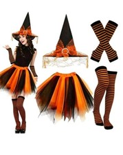 Women's Purple  Black Witch Costume, Halloween Cosplay Outfit, Includes...