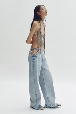 STELLA MCCARTNEY H&M Crystal Star Straight Leg Jeans Size US 10