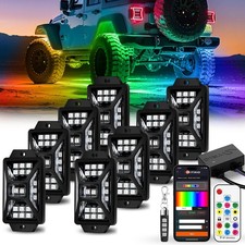 8 Pods Five Sided RGB Rock Lights for Trucks Jeep UTV SUV ATV Golf Cart, Mult...
