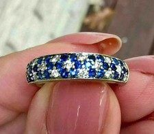 14K White Gold Plated 1.50Ct Round LabCreated Blue Sapphire Women's Wedding Ring