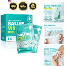 Saline Wipes 80 Pcs Sterile Wet Towelettes Formulated for Sensitive Skin ...