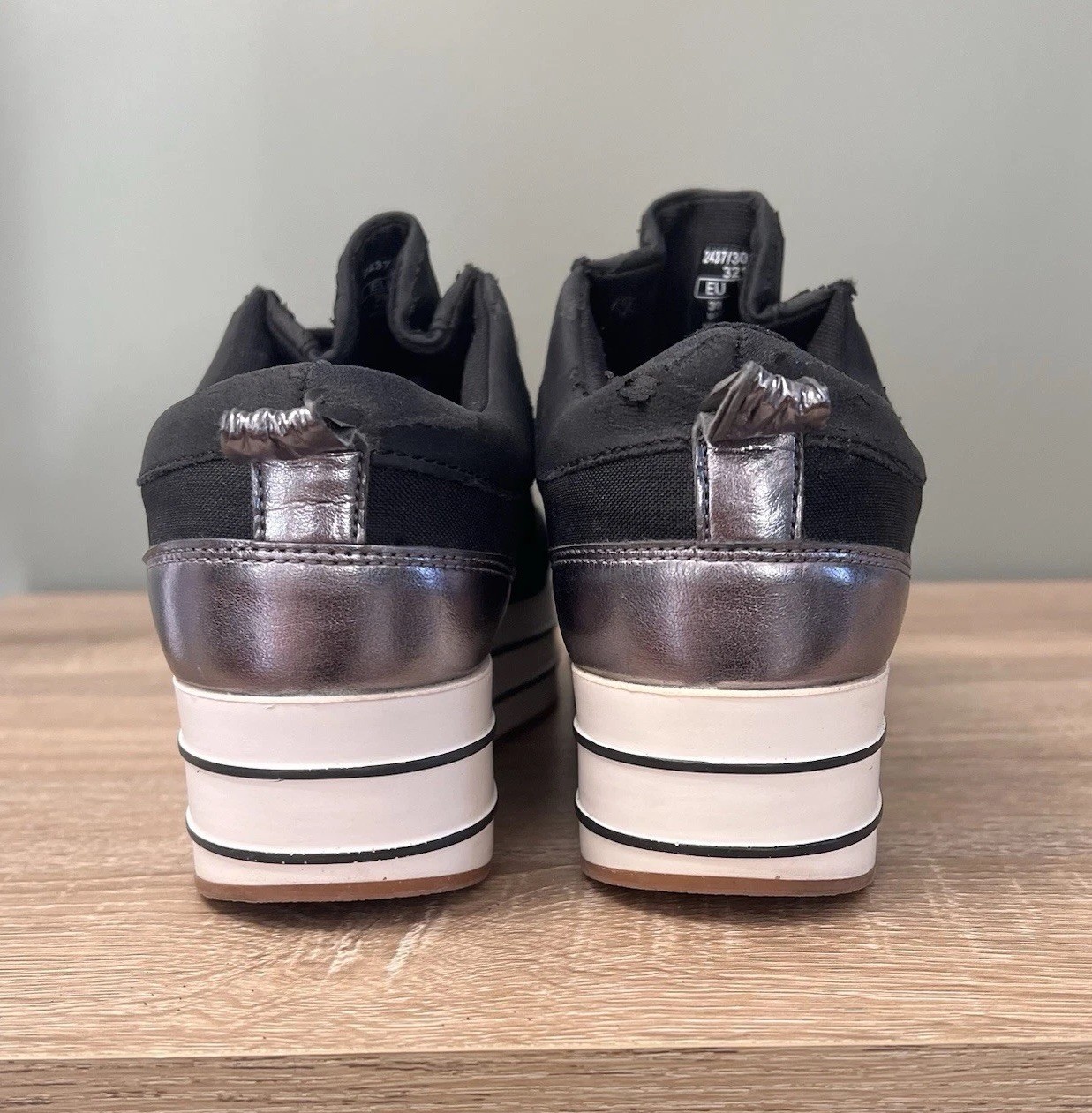 ZARA Basic Collection Black Platform Sneakers Wom… - image 5