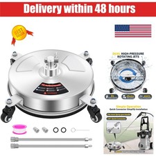 14" Pressure Washer Surface Cleaner, 4000 PSI, Stainless Steel, 4 Wheels