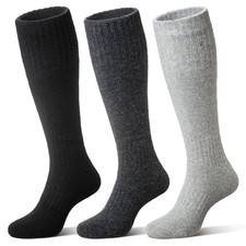 Unisex Merino Wool Ski Socks - 3 Pairs Thermal Warm Winter Knee High