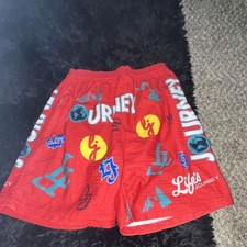 Lifes Journey Mens Red Mesh Graphic Print Ath...