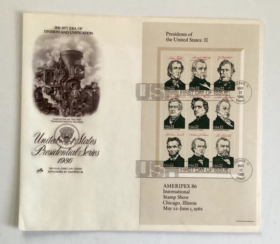 US FDC #2216-2219 Art Craft 1986 Chicago IL US Presidents AMERIPEX Set of 4 - Image 3 of 4