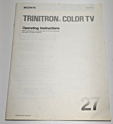 SONY TRINITRON COLOR TV 27 Operating Instructions OWNER'S MANUAL 1987