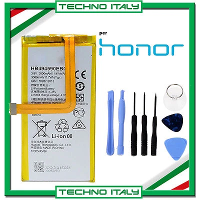 BATTERIA PER HUAWEI HONOR 7 HB494590EBC 3000mAh PARI ALL'ORIGINALE + CACCIAVITI