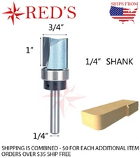 Tideway IND LC01131204 3/4" Dia X 1" L Pattern/Flush Trim 1/4" shank router bit