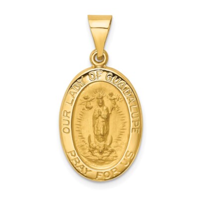 14K Gelbgold poliert & satiniert Unsere Liebe Frau von Guadalupe Medaille Anhänger XR1250