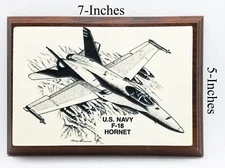 F-18 HORNET U.S. Navy Marines Fighter Cultured Marble Plaque Prowood Composite