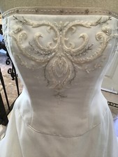 David s Bridal NEW Wedding Dress Bridal Gown Embroidered IVORY/ Champagne 12