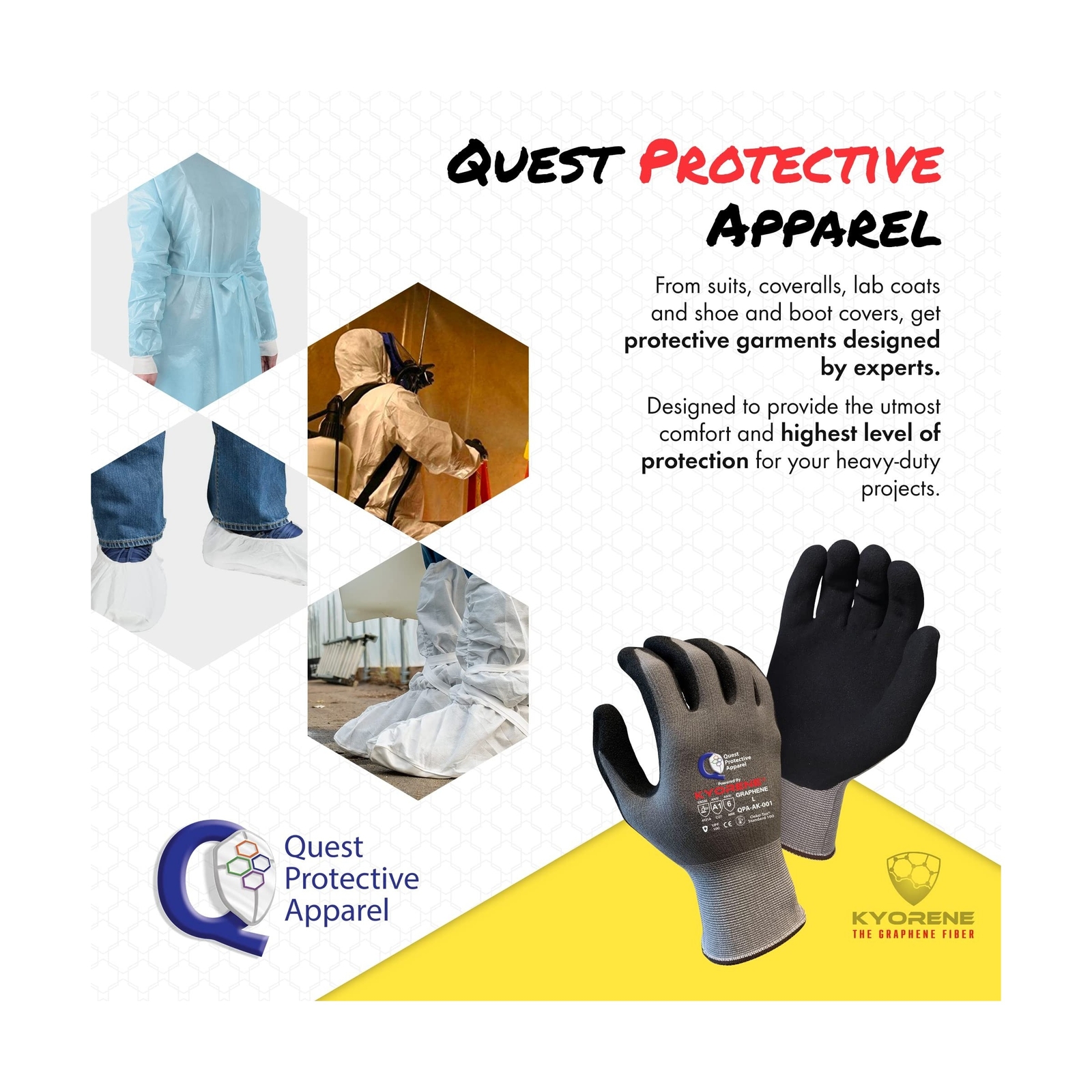 Quest Cut Resistant Work Gloves Puncture Resistant Protection 1/3