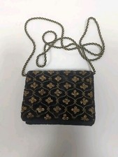 Vintage Metallic Mini Crossbody Purse India Handcrafted Gold Black Velvet Snap