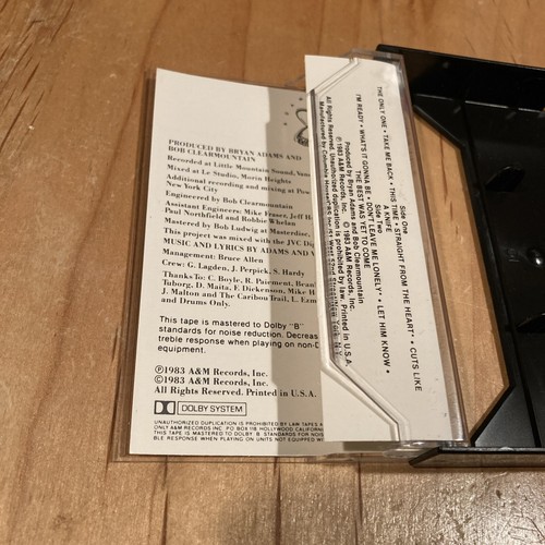 Bryan Adams - Cuts Like A Knife CASSETTE TAPE 1st US issue CRC def leppard - Picture 4 of 4