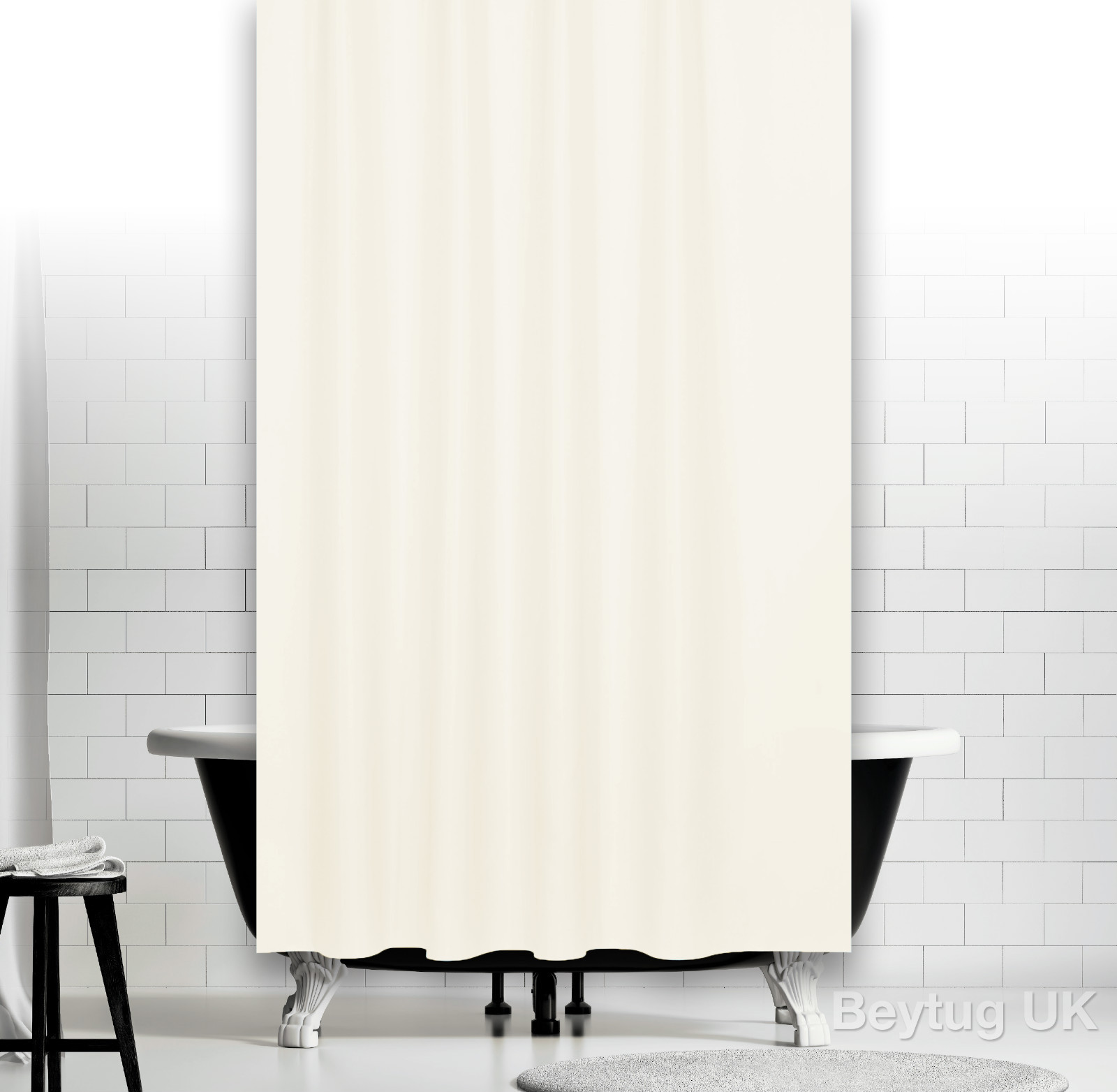 Light Cream Fabric Shower Curtain, Weighted Hem, Extra Long, Different