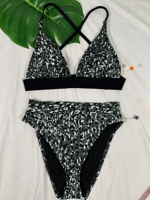 NEW Shade Shore Bikini Top M High Waist Bikini Bottoms Small  #3277