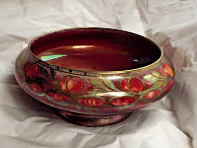 Antique 1910 Pilkington's Royal Lancastrian Lustre Footed Bowl by Gladys Rodgers