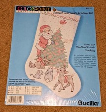 Colorpoint Paintstitching Stamped Christmas Kit 63731 Santa Woodland Stocking