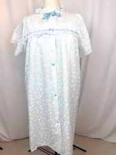Womens Vintage Ballet New York 2 Pc Robe And Gown Aqua Floral Sz Medium New