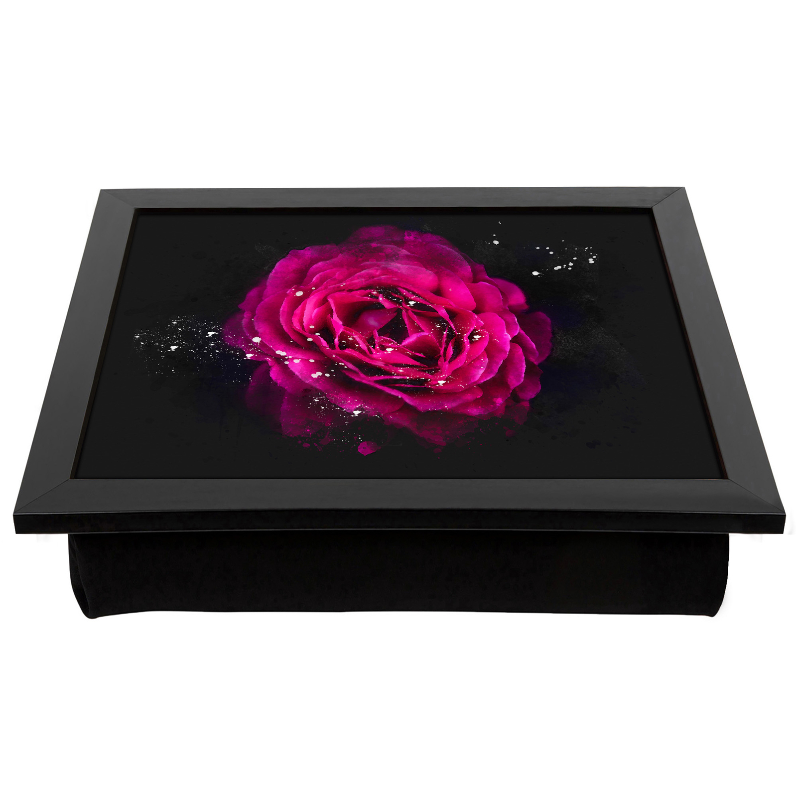 Fuscia Pink Carnation Lap Tray Cushioned Bean Bag Padded TV Dinner Desk