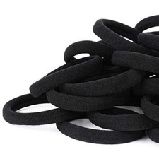 50PCS Hair Ties for Women, Cotton Seamless Hair Bands, Elastic Ponytail Black