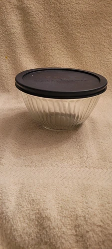Vintage Pyrex 7401-S Ribbed Clear Glass 3-Cup Mixing Bowl 5 1/2"  w/Lid