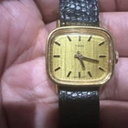Working Vintage Timex Square Face Black Leather 1980s Manual Wind Womens Watch