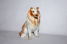 Vintage Collie Lassie Sheltie Dog Figurine 3.1 Tall Collectible Painted Glass