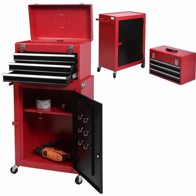 Tool Chest Cabinet Storage 2pc Mini Box Rolling Garage Toolbox 3