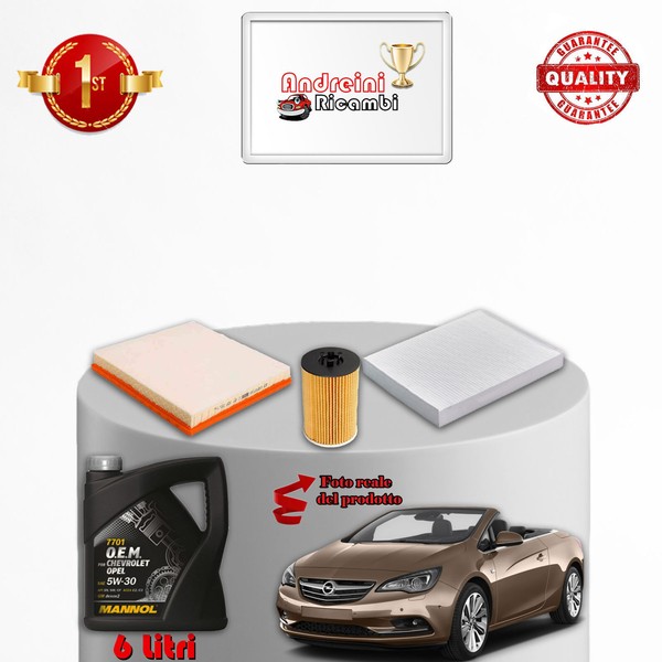 Wartungskit 3 Filter + 6 Liter 5W30 Opel Cascada 1.6 147KW AB 2013-image