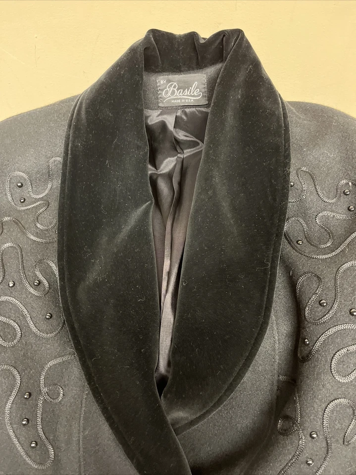 Abrigo Chal Capa Vintage Basile Victoriano Gótico Lana/Nailon Talla L XL Negro Foto 3 de 4