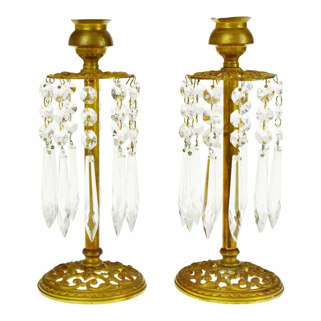 Vintage Reticulated Brass Prism Candle Holders A Pair eBay