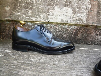JOSEPH CHEANEY DERBY SCHUHE VINTAGE SCHWARZ LEDER UK7 HERREN YORK TOP ZUSTAND