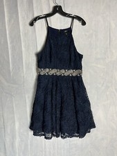 Trixie dresses￼ Navy Blue Lace Pattern Flowers ￼ Rhinestone Waist Line ￼Size 11