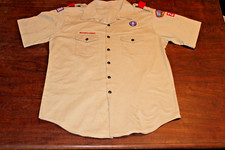 Boy Scouts of America BSA Men's Shirt Tan Cotton XL No Size Sewn Patches